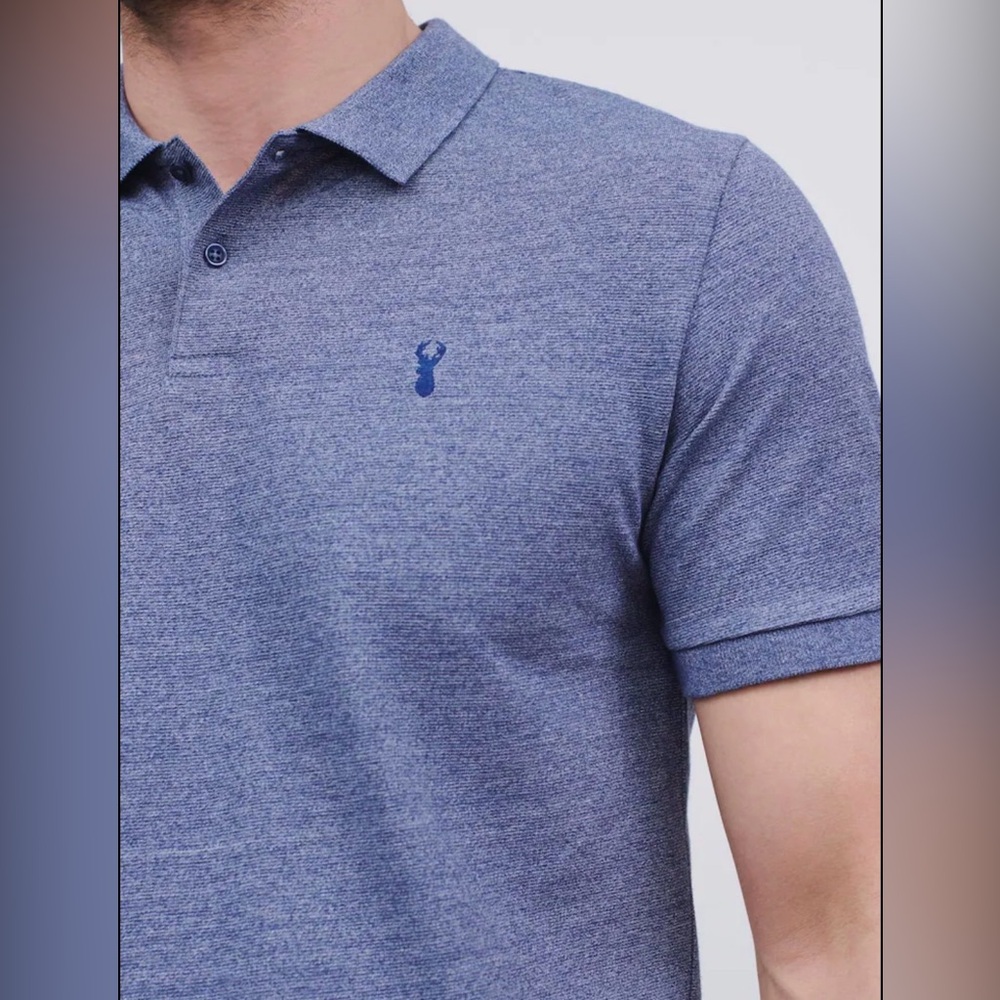 Next‎ Blue Marl Regular Fit Pique Polo Shirt Men’s Size Large